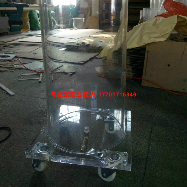 Plexiglass tube processing transparent acrylic bucket bottom plus universal wheel can move plus ball valve