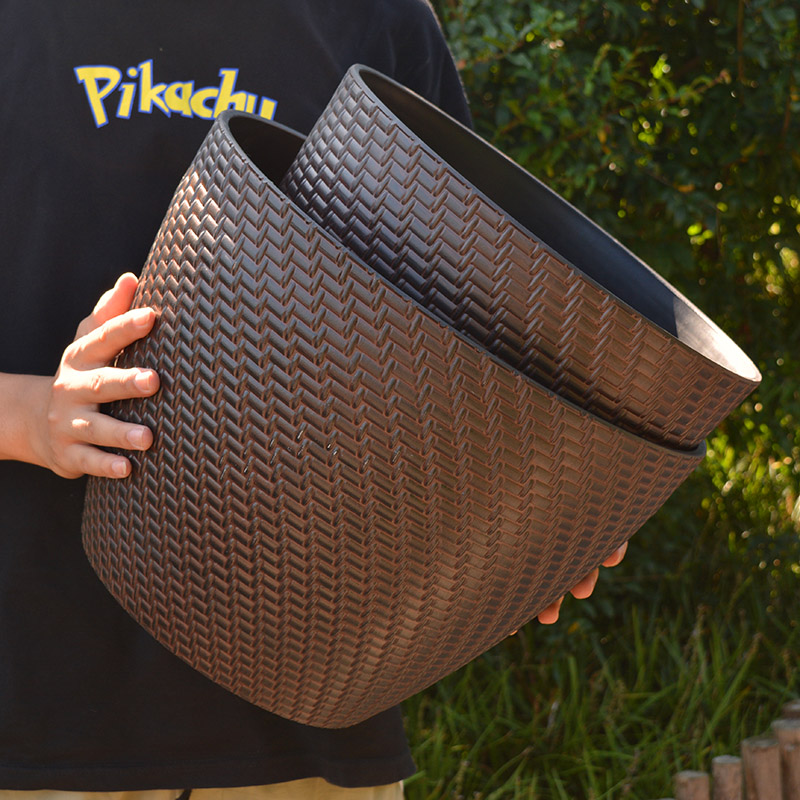 Flower pot large factory direct Nordic simple creative floor basin scattered tail sunflower rattan woven round plastic flower pot clearance