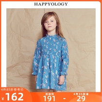 Happyology UK Autumn Girls Loose Dress Printed Cotton Long Sleeve British Girls One-piece Skirt