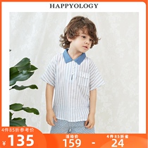 Happyology UK Boys Shirt Pure Cotton Striped Breathable Summer Baby Childrens shirt Mens short sleeve top