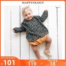 Happyology British autumn little girl cotton foreign style baby top Printed shirt shirt Girls long sleeve shirt