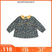 Happyology British Girls Shirt new autumn little girl cotton baby top printed breathable shirt