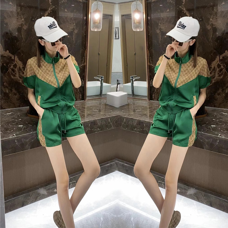Leisure sports net red suit female 2022 summer new style slimming Western style age-reducing short-sleeved shorts fashion two-piece suit