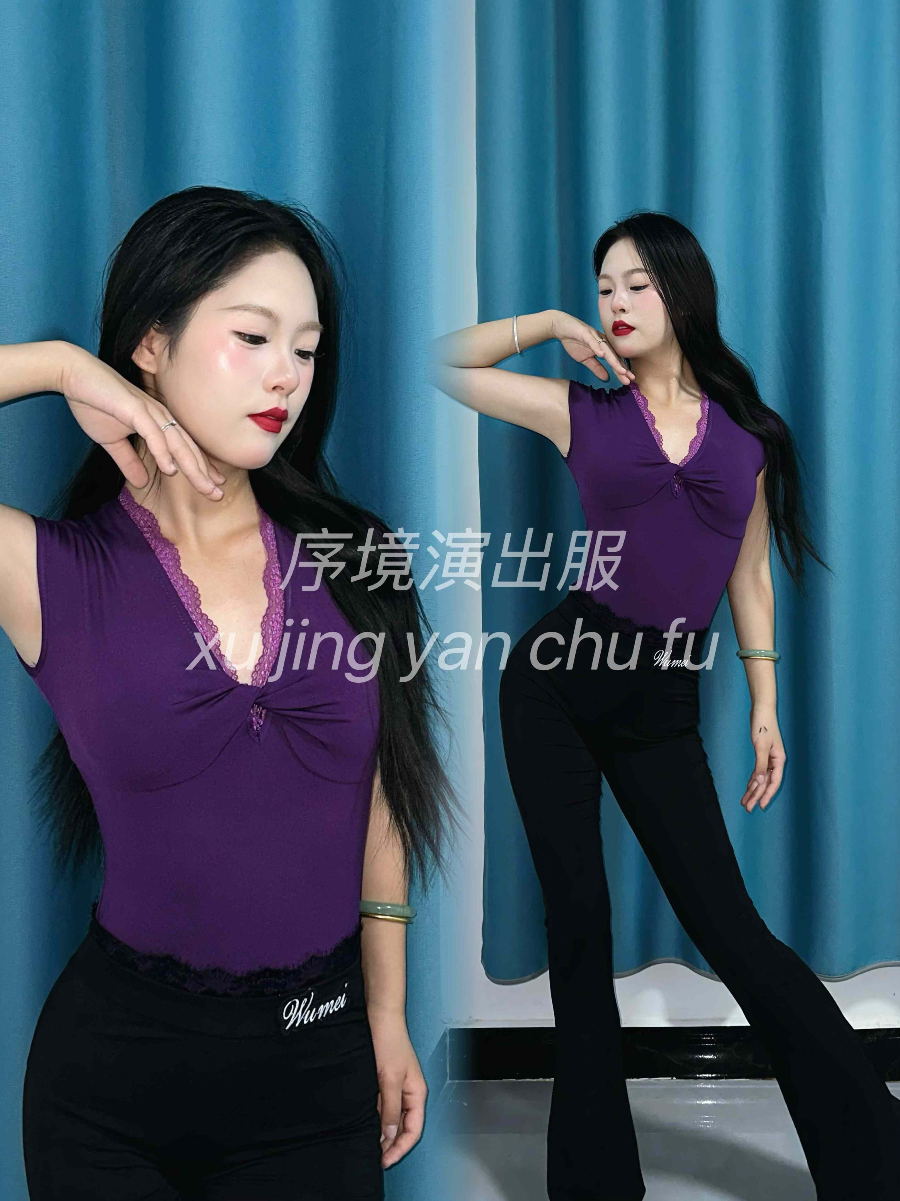 拉丁舞服套装：黑色棕色显瘦喇叭裤+短袖无袖上衣，练舞表演必备🔥