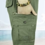 Quần trung niên nam cha mùa hè trắng giản dị quần short nam trung niên năm quần cha thun eo - Quần short quần tất nam