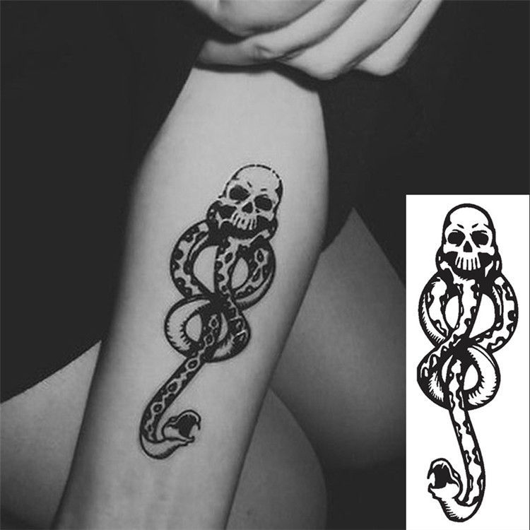 Juice Voldemort Death Eater Snake Stick Tattoo Stickers Dark Arm Personality Harry Potter English God Guard