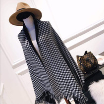 European and American double sided Inglo plaid scarf woman winter thickened long warm retro gibirge flow Suimitation cashmere shawl