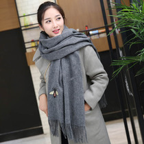 2017 Autumn Winter New Scarves Pure Color Imitation Cashmere Embroidery Little Bee Air Conditioning Super Shawl Dual-use Supply