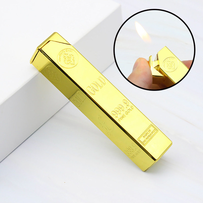 WG017 BRICS Fire Inflatable Lighter Creative Gold Bar Styling Lighter Company Advertisement Customized Supply