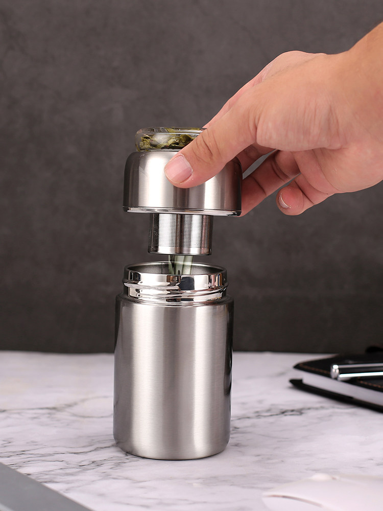 Tea water separation glass thermos female exquisite portable tea brewing cup Male filter mini drop-proof water cup