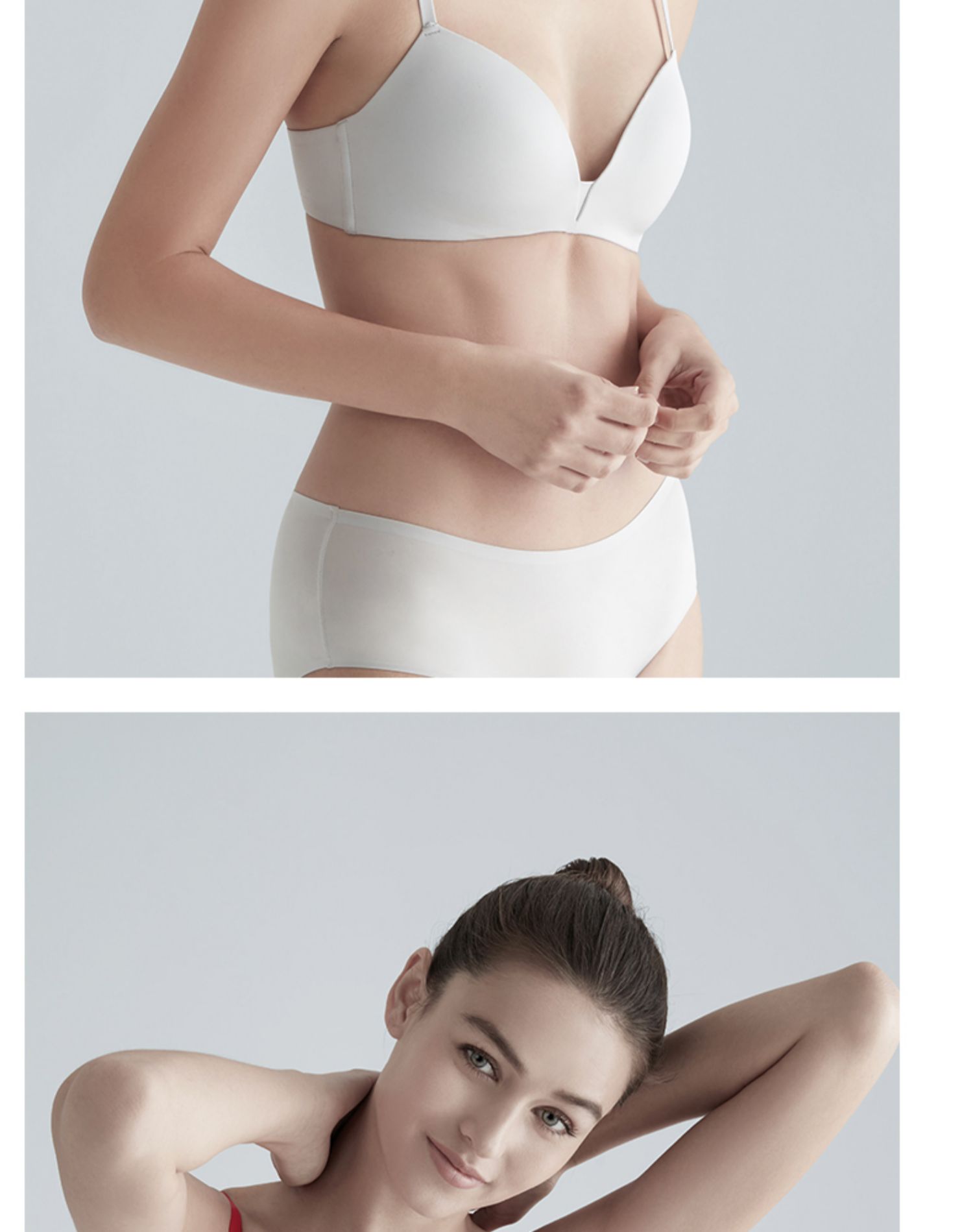 [Amours] Lượm bóng Glossy No Steel Ring Hole Cup Bra Đồ lót Không có vòng thép Gathering Bra - Áo ngực không dây áo ngực không gọng