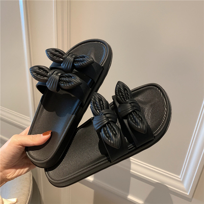 Blackslipper female summer Fairy wind fashion indoor non-slip soft sole ins bow Internet celebrity House household take a shower Sandals