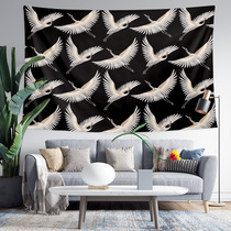 Net red grass hand-painted pigeon egret red-crowned crane dormitory bedroom apartment decoration poster wall cloth hanging cloth background cloth