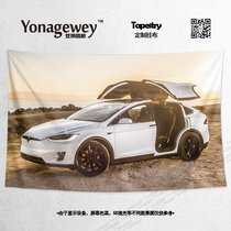 Tesla Tesla SUV car model X Y surrounding wall cloth decorative background cloth poster hanging cloth carpet painting