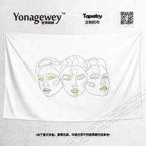 Simple line design art sexy mature cute girl style decorative background cloth tapestry poster hanging cloth