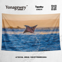 Marine life manta ray blanket 𫚉 devil fish surrounding Photo dormitory bedroom decoration painting background wall cloth poster hanging cloth