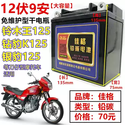 Lingmu King 125 Diamond Leopard K Silver Leopard Locomotive Battery Maintenance Free 12V 9A Lead Carbon Dry Battery 6MFQ-9A