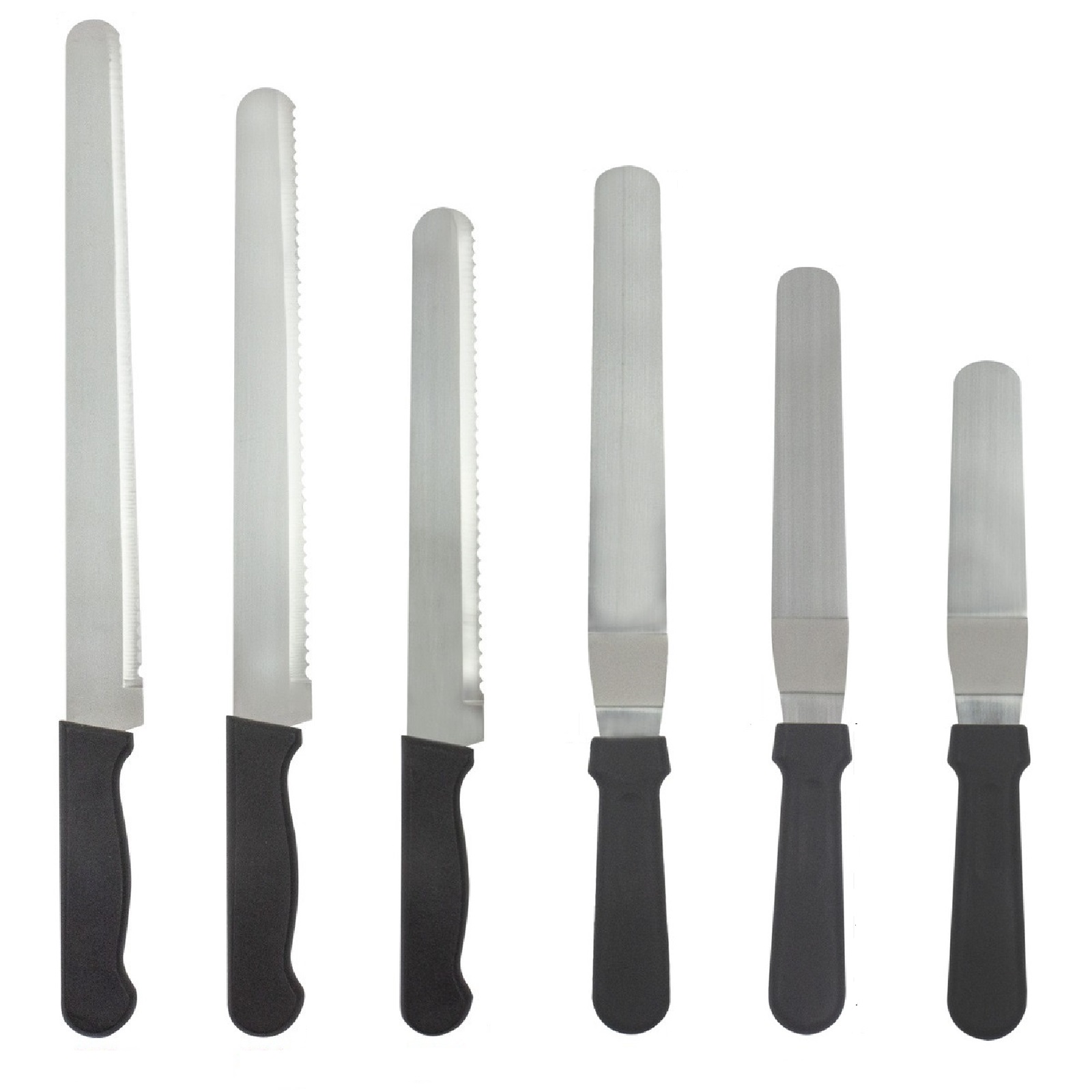 Stainless steel plastic handle fine tooth coarse tooth flat tooth bread knife curved spatula straight spatula serrated knife cake knife flower knife