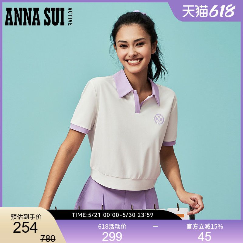 Annasui Anna Su Sports Elite Style Polo Collar Sun Protection Short-Sleeved Tennis Outdoor Sports T-Shirt Women's Top