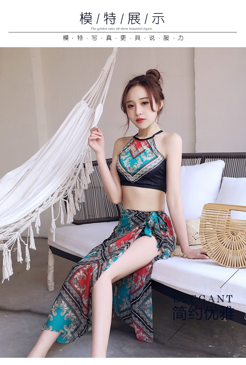 Chia bikini áo tắm nữ treo cổ gợi cảm ba mảnh gió quốc gia đã mỏng tụ tập áo tắm kỳ nghỉ - Bikinis