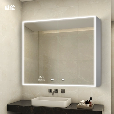 Tủ gương phòng tắm treo tường chung cư nhỏ Tủ gương thông minh treo tường toilet size nhỏ tủ gương lưu trữ nâng cao riêng biệt gương nhà tắm có tủ tủ gương đèn led 