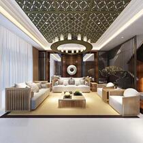 New Chinese meditation cloth Sofa Combination Brief original wood color Living room Sofa hotel Clubhouse Furniture Custom