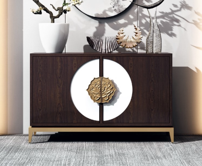 New Chinese Closed Cabinet Menuche Locker Modern Simple Solid Wood Shoe Cabinet Decoration Cabinet