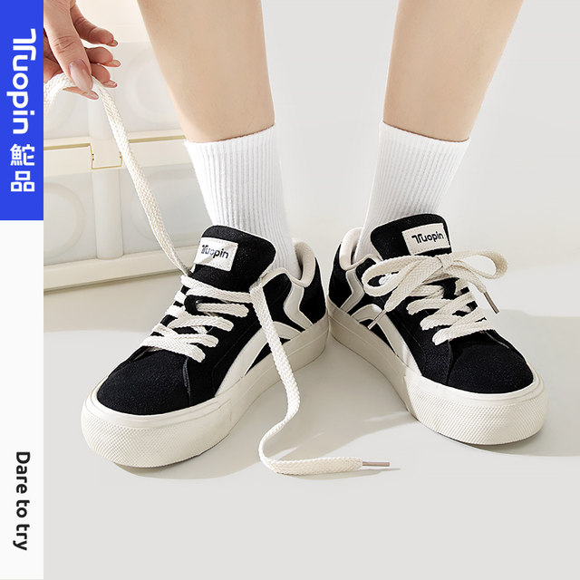 Tuopin black sneakers for women hot style new spring original niche versatile shoes women's canvas shoes casual white shoes