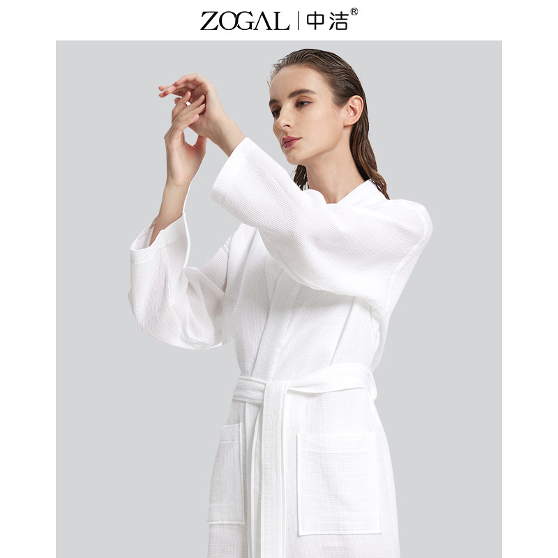 Medium Cleaning Bathrobe Woman Long Version Summer Slim Full Cotton Hotel Bath Clothes Water Suction Speed Dry Bathrobe Men's Pure Cotton Lovers