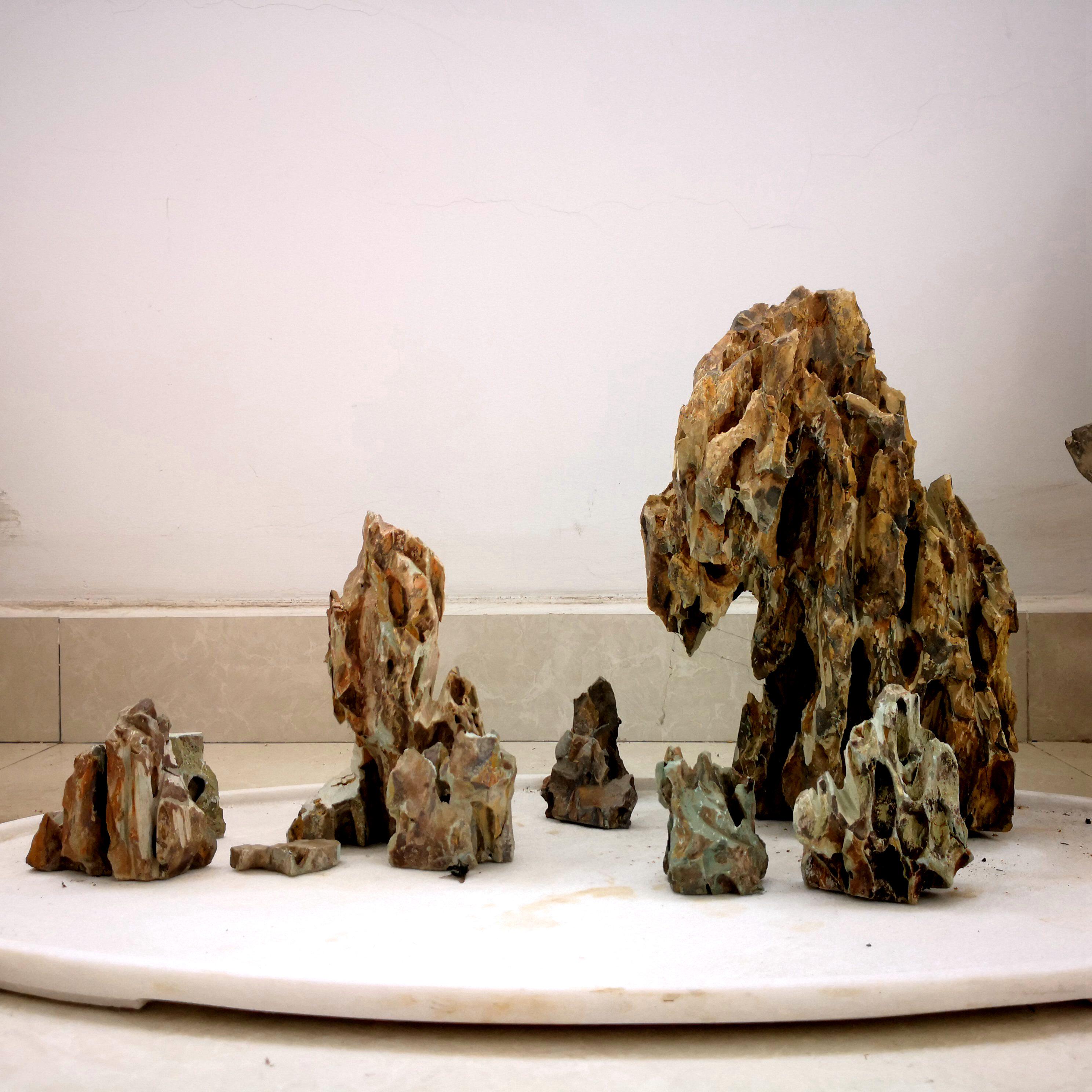 Pine stone porous fish tank fake stone grass cylinder decorated fake shallow pelvis scenic pine