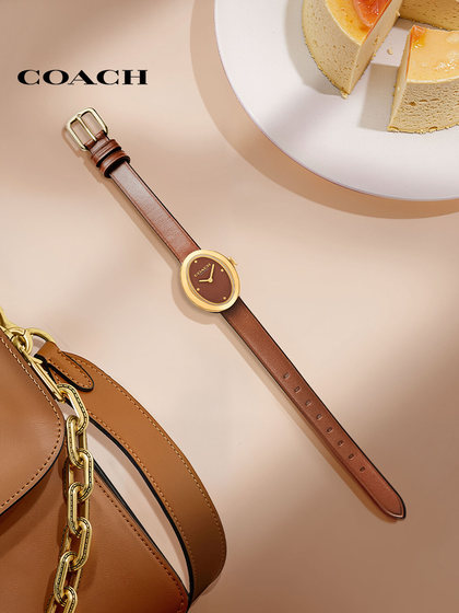 COACH/蔻驰SAMMY系列皮带椭圆表盘石英小浴缸手表女表