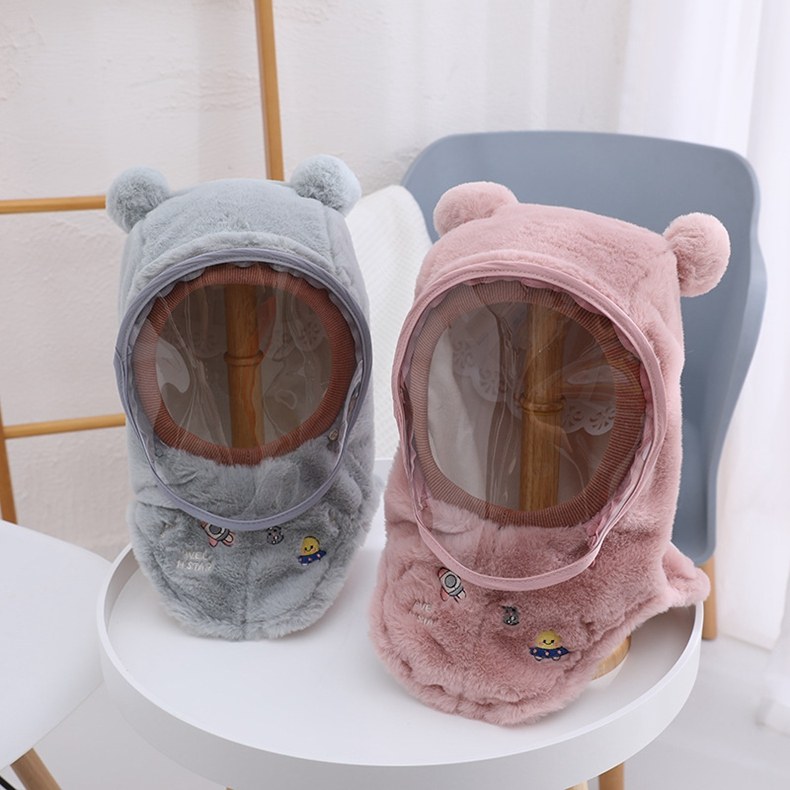 冬季儿童帽子围脖一体挡风套头护耳帽防护面罩男女宝宝防寒保暖帽详情10