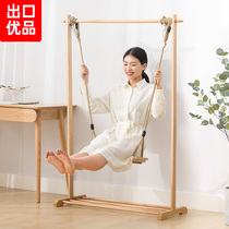 SHESHOME solid wood indoor hanger Floor-to-ceiling bedroom household wooden clothes rack Single pole coat rack