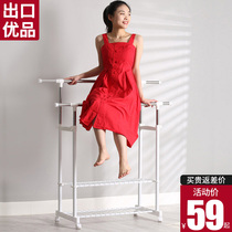 Clothes rack Floor-to-ceiling double rod hanger Bedroom folding stainless steel cold drying hanger Household balcony hanger