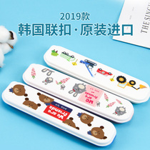  Joint buckle Korean imported cartoon tableware box spoon chopsticks storage box Primary school student portable spoon box chopsticks box