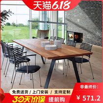 Set to make loft solid wood meeting table long table iron art rectangular reception for negotiation table American industrial wind desk