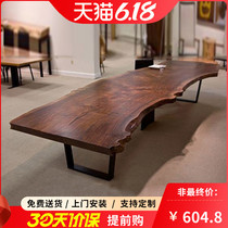 American solid wood large plate desk log large plate table desk chair modern home irregular side rectangle