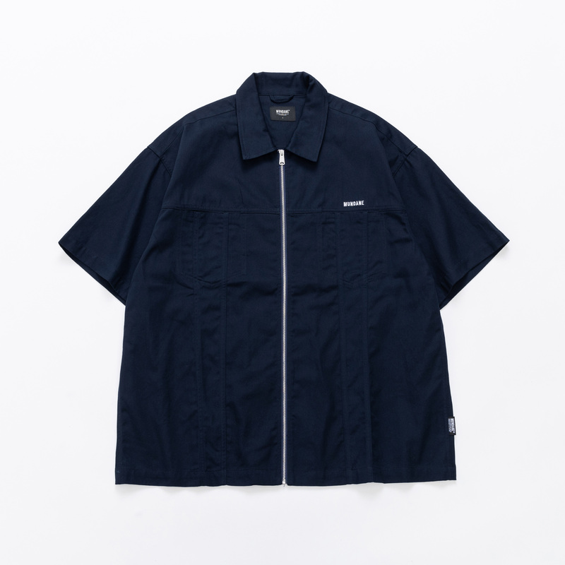 Mundane (Mde) American Retro Double Patch Pocket Distressed Work Shirt Loose Short-Sleeve Shirt
