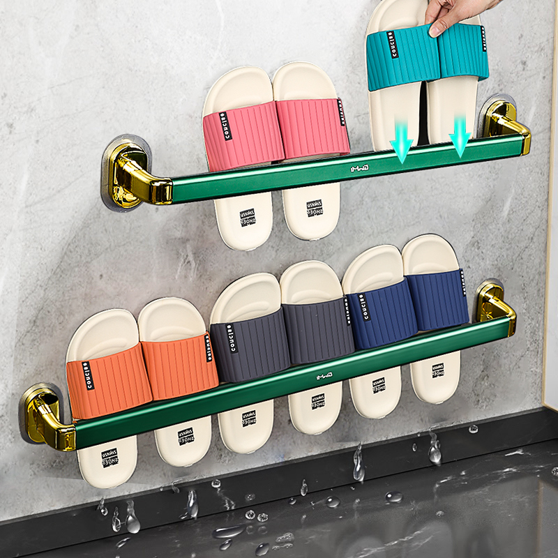 Slipper rack bathroom punch-free wall-mounted powder room wall toilet put shoes drain rack storage artifact