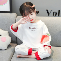 Girls Spring and Autumn Pajamas Set Children Cotton Long Sleeve Thin Three-year-old Girl Baby Autumn Cute Princess Home Clothes