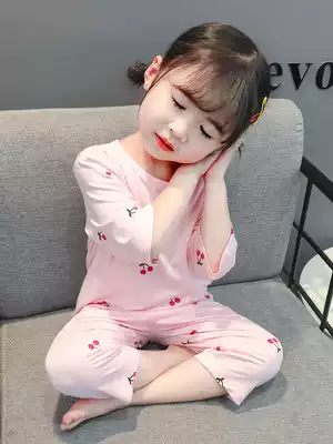 Girls Pajamas Summer Thin Short-sleeved Children Modal Girl Baby Summer Ice Silk Cotton Girl Air Conditioning Home Clothes