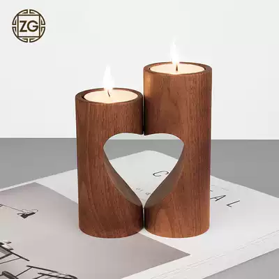 Simple wooden craft gift decoration heart-shaped ball aromatherapy candle holder modern European home pendulum wedding Candlestick wedding Candlestick wedding