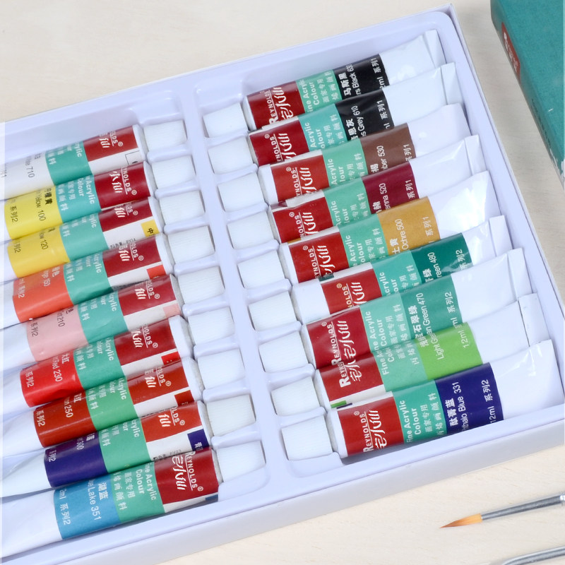 Acrylic pigment 12-color student special paint hand-painted wall painting 24-color set 18-color waterproof acrylic painting Bingthin pigment painting children non-toxic Bingque small boxed painted graffiti painting does not fade