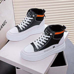 新款秋季高帮帆布潮鞋女韩版小白鞋