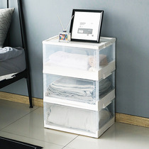 Multi-function plastic container with cover foldable and decorative box household transparent storage box overlap