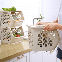 Large-size superimposed fruit and vegetable basket kitchen plastic square sheet fruit and vegetable reception basket thickening multi-functional layer frame