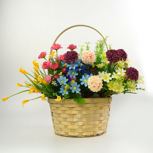 Pastoral Style Flower Arrangement Basket, Bamboo Woven Basket, Artistic Bouquet Packaging Gift Basket, Floral Display De