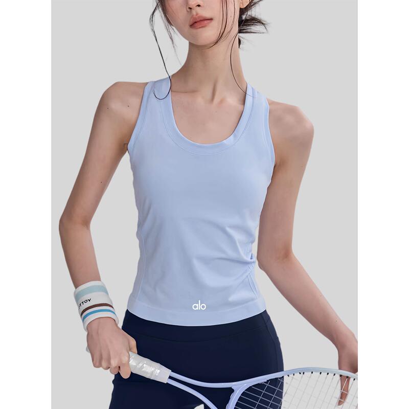Aloyoagaio Quick-Drying Sleeveless Sports Vest for Women, Breathable Casual Yoga Wear, Racerback, Running, Elastic