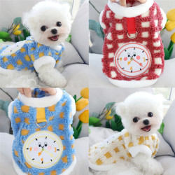 2024 Pet Autumn and Winter Clothing, Dog Clothes with Leash, Teddy, Bichon, Pomeranian, Cat, Small Dog, Autumn Warmth