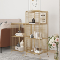 Nordic Iron Art Bed Head Cabinet Golden Shelve Bedroom Ins Wind Small Metal Bookshelf Floor Grid Containing Shelf